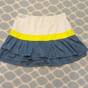 Lucky in Love Women's Mini Skirt - White, Yellow, and Blue
